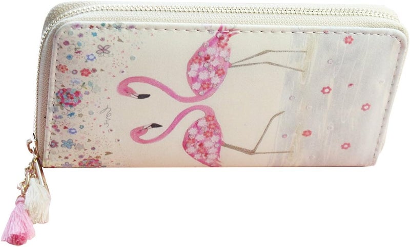 MayeBridge Timlee Cute Unicorn Long Wallets Pink Flamingo Wallets With Tassels Long Purse Girls Christmas Gift(Flamingo) - Image 4